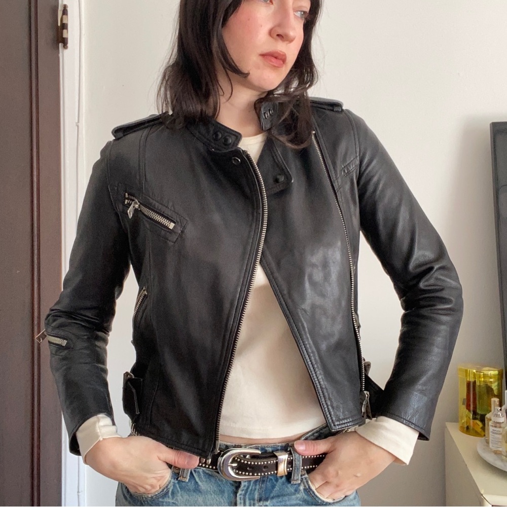 Women's Black Leather Moto Jacket - Timeless Biker Style